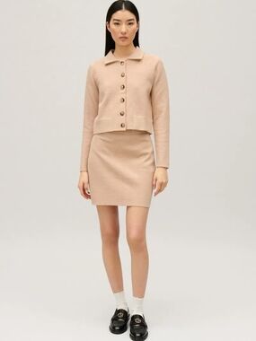 Claudie Pierlot Beige Knit Mini Skirt